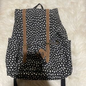 Stylish Black and White Polka Dot Backpack